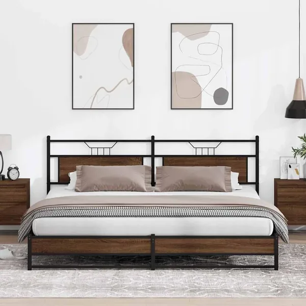Cadre de lit en métal sans matelas chêne marron 200x200 cm