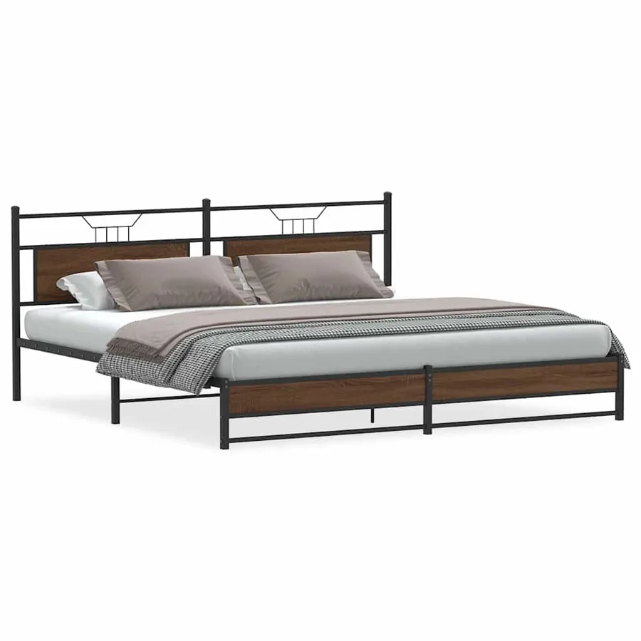 Cadre de lit en métal sans matelas chêne marron 200x200 cm - 2
