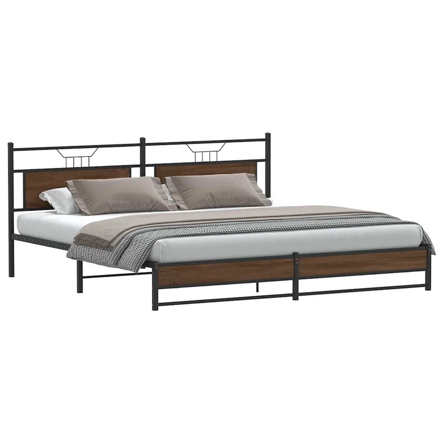 Cadre de lit en métal sans matelas chêne marron 200x200 cm - 3