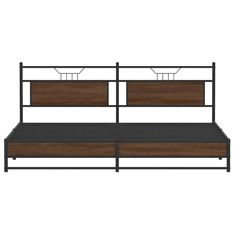 Cadre de lit en métal sans matelas chêne marron 200x200 cm - 6