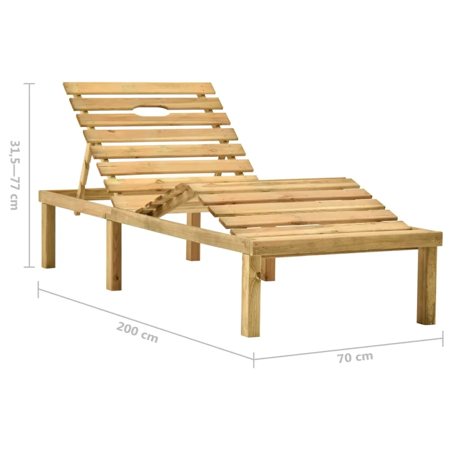 Chaise longue de jardin avec table et coussin Pin imprégné - 10