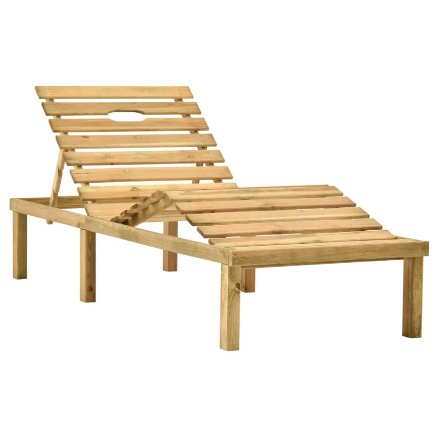Chaise longue de jardin avec table et coussin Pin imprégné - 3