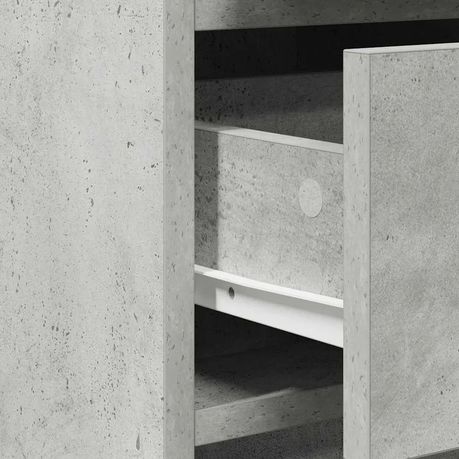 Table de Toilette avec tiroir 3 pcs Gris Bois d'ingénierie - 10