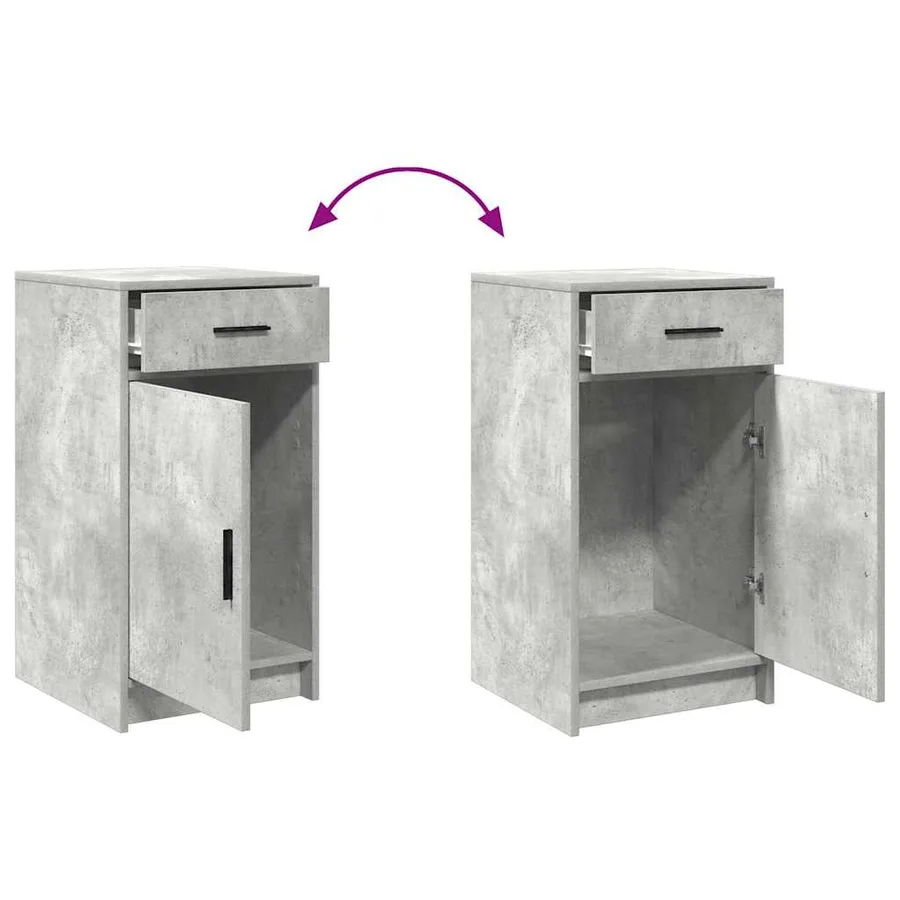 Table de Toilette avec tiroir 3 pcs Gris Bois d'ingénierie - 13