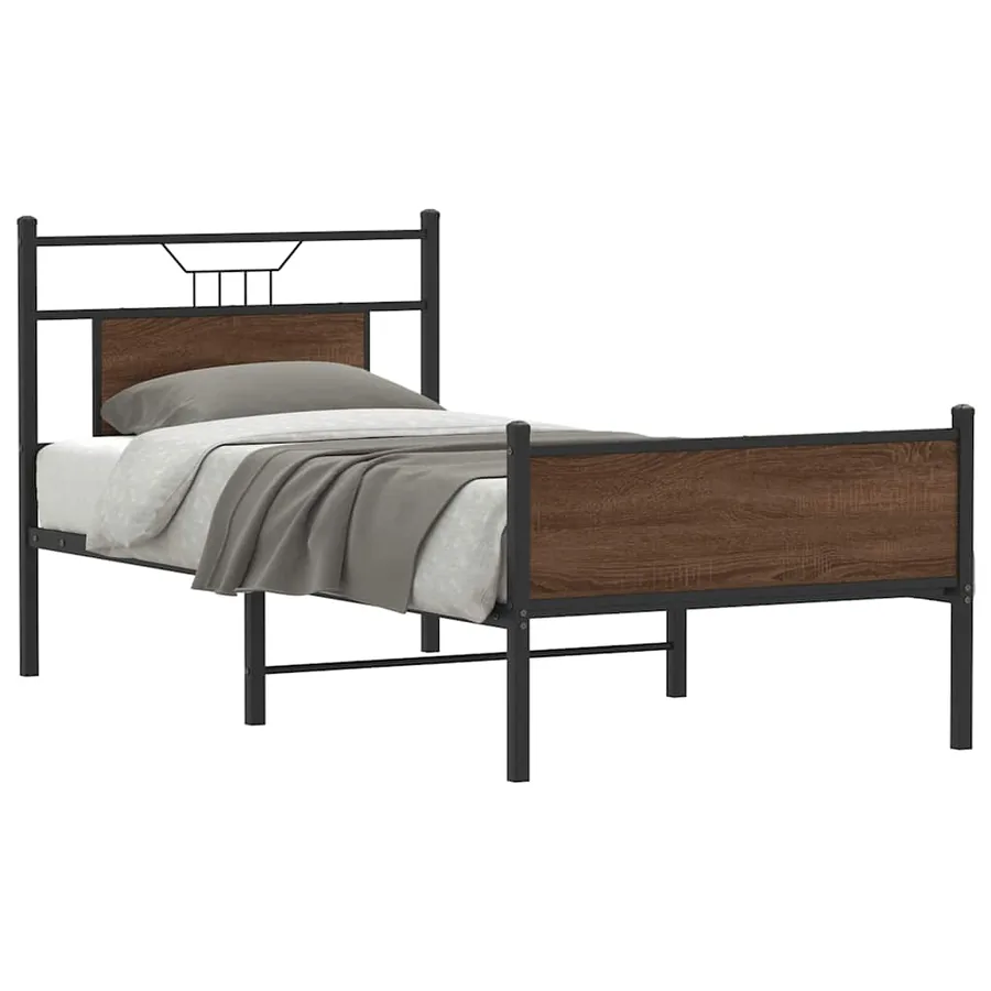 Cadre de lit sans matelas chêne marron 75x190cm bois ingénierie