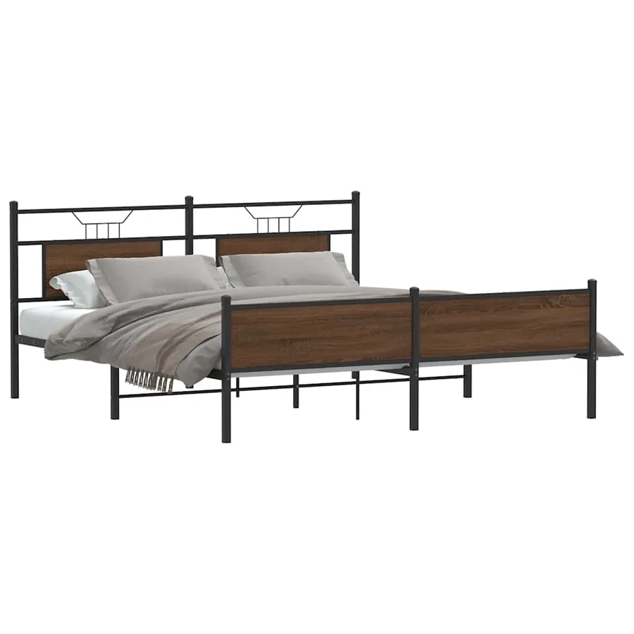 Cadre de lit en métal sans matelas chêne marron 180x200 cm - 3