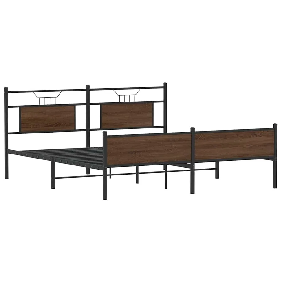Cadre de lit en métal sans matelas chêne marron 180x200 cm - 5