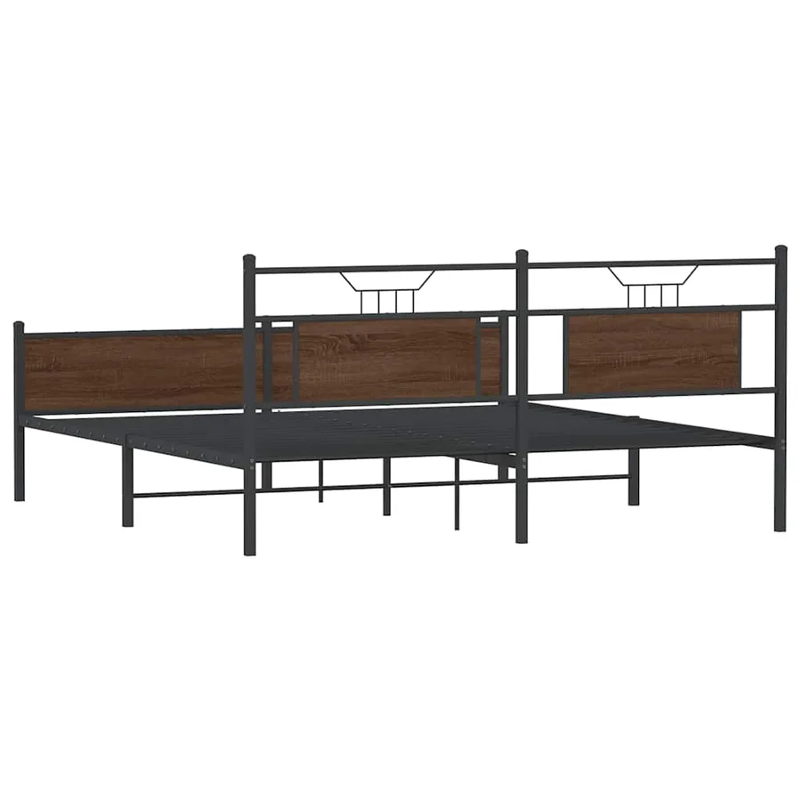Cadre de lit en métal sans matelas chêne marron 180x200 cm - 8