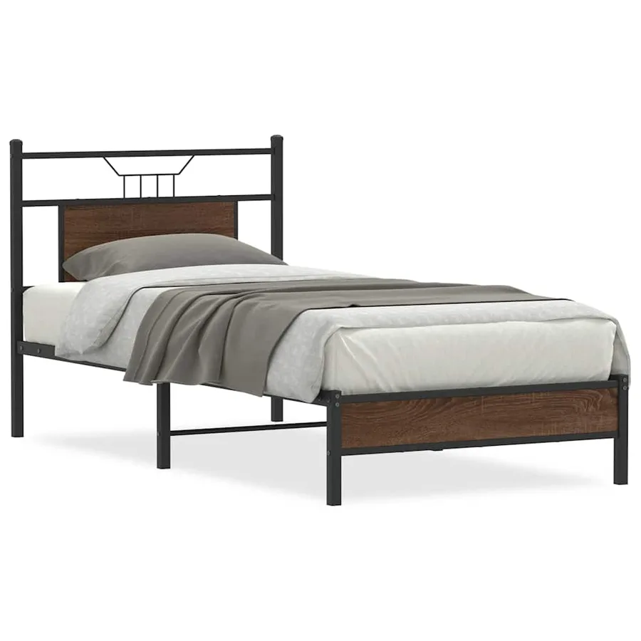 Cadre de lit sans matelas chêne marron 90x190cm bois ingénierie - 2