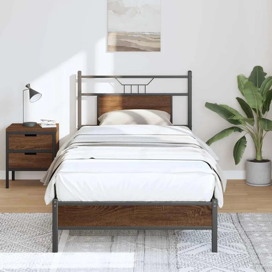 Cadre de lit sans matelas chêne marron 90x190cm bois ingénierie - 5