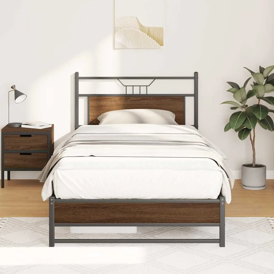 Cadre de lit sans matelas chêne marron 100x200 cm - 5