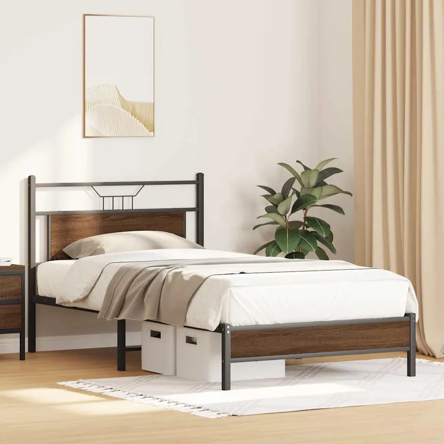 Cadre de lit sans matelas chêne marron 100x190 cm - 4