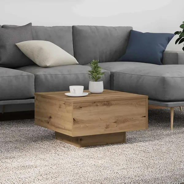 Table basse Chêne artisanal 55 x 55 x 31 cm Bois d'ingénierie