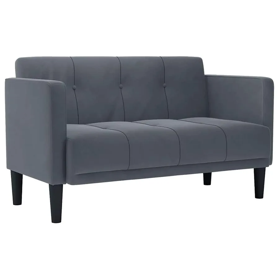 Canapé deux places gris foncé 111 cm velours - 2