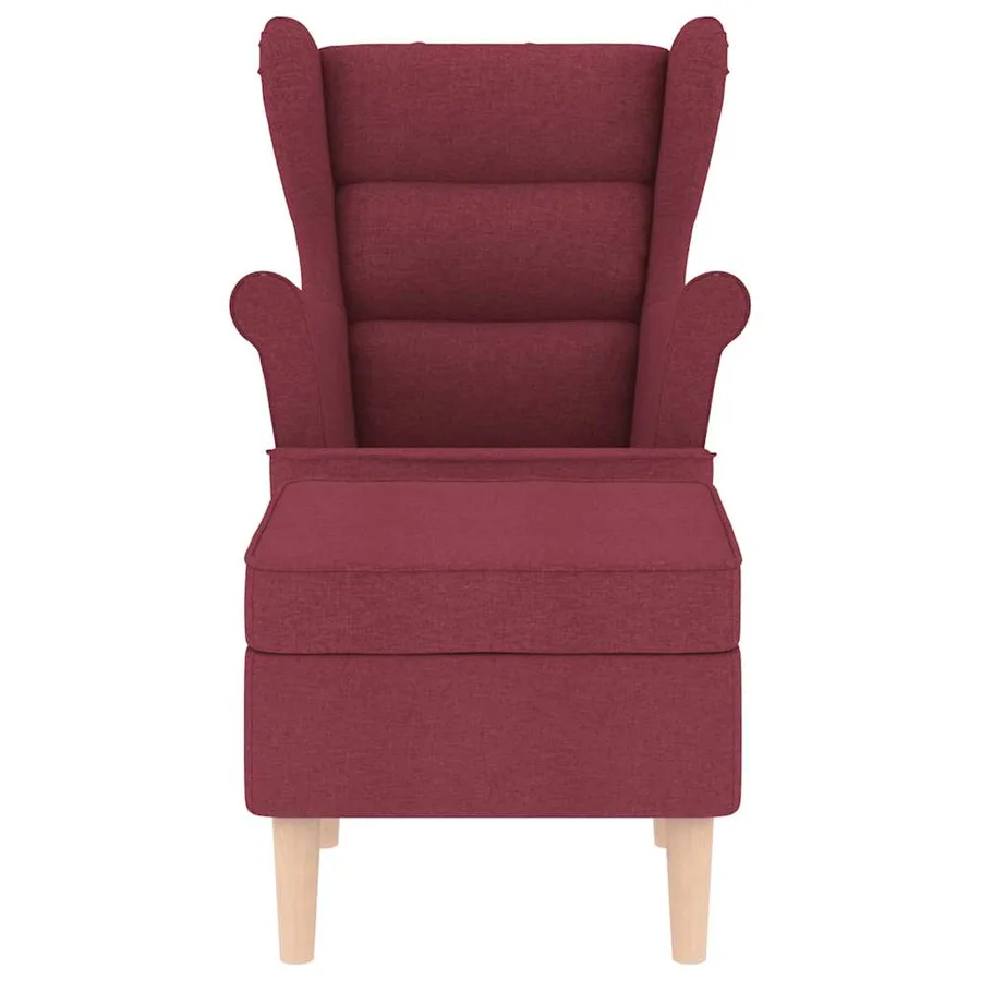 Fauteuil avec repose-pied Rouge bordeaux Tissu - 4
