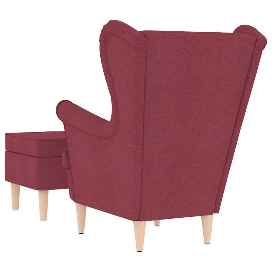 Fauteuil avec repose-pied Rouge bordeaux Tissu - 6