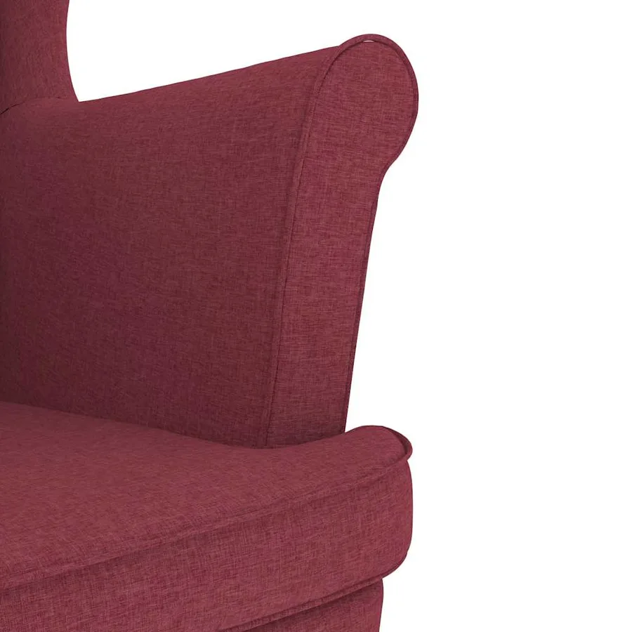 Fauteuil avec repose-pied Rouge bordeaux Tissu - 9