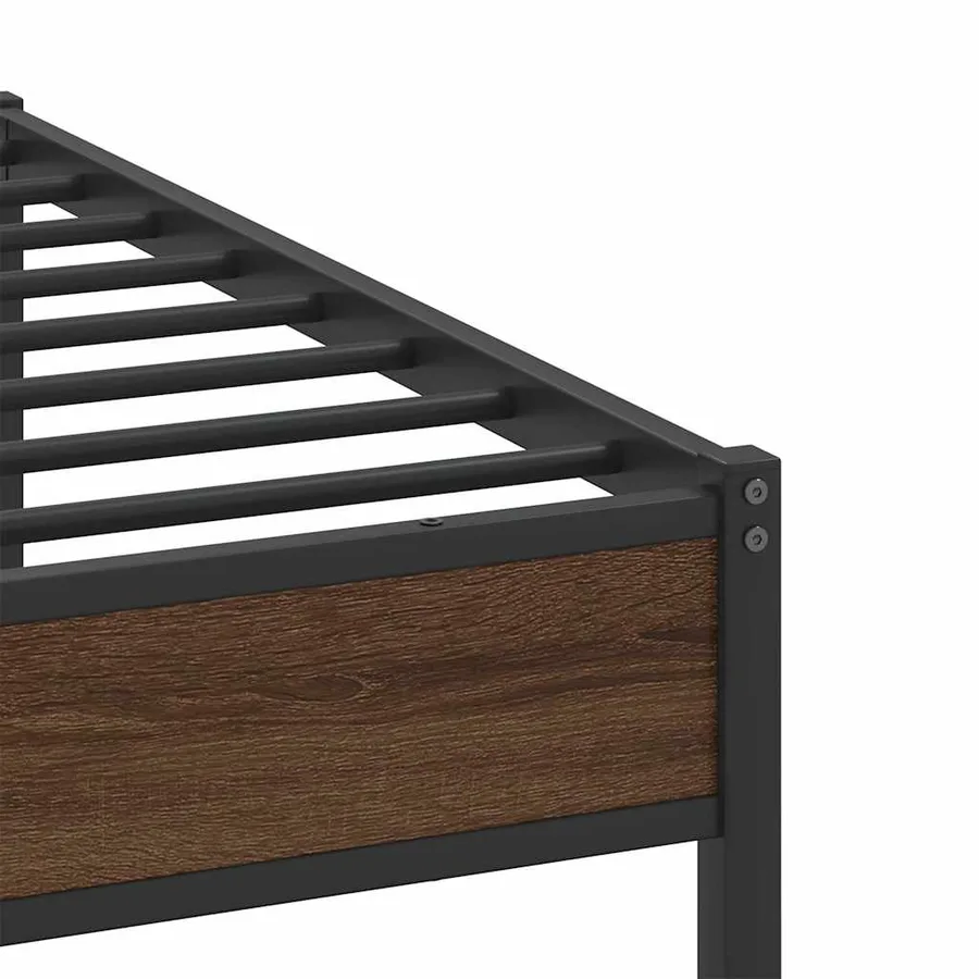 Cadre de lit en métal sans matelas chêne marron 193x201 cm - 10