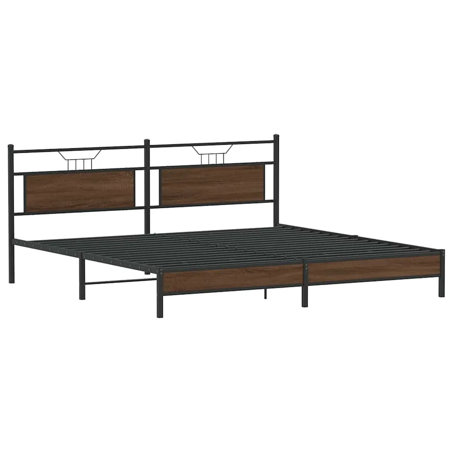 Cadre de lit en métal sans matelas chêne marron 193x201 cm - 5