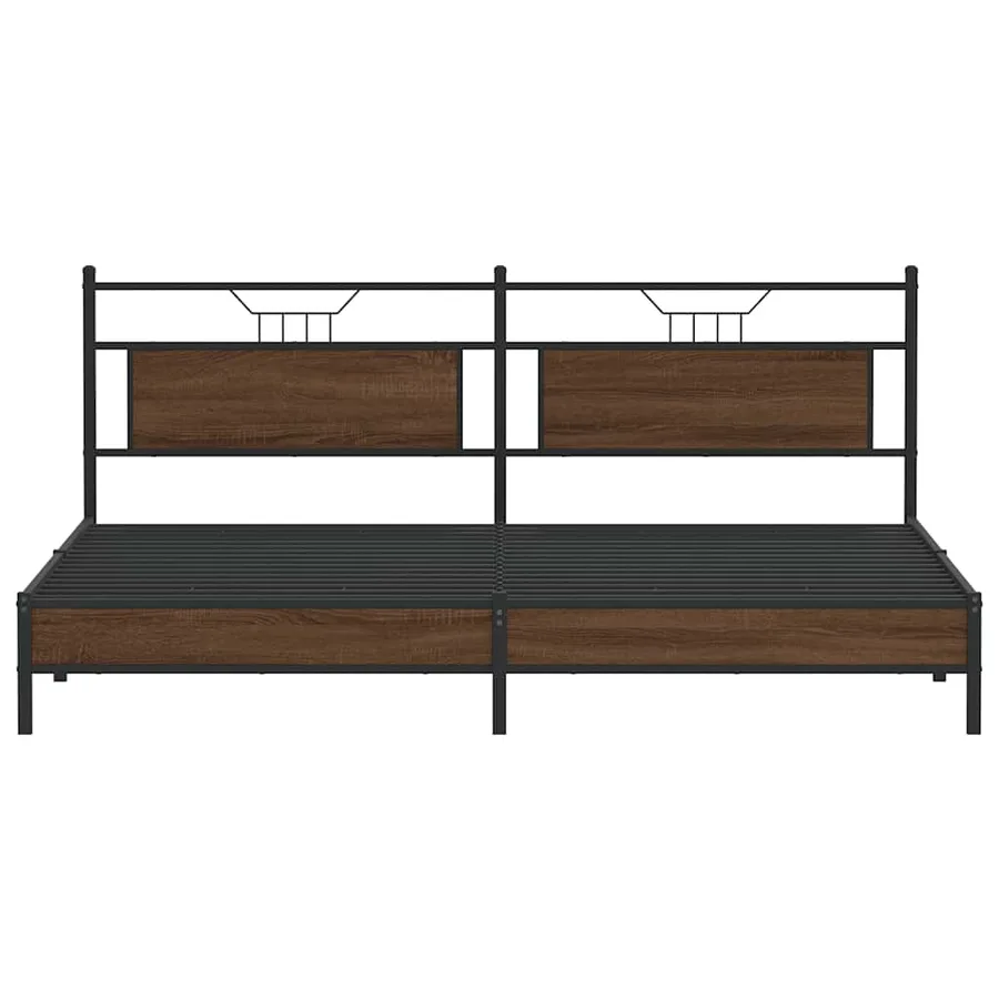 Cadre de lit en métal sans matelas chêne marron 193x201 cm - 6