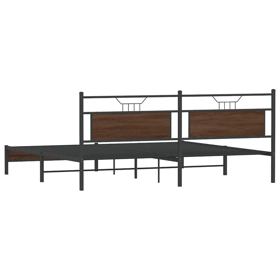 Cadre de lit en métal sans matelas chêne marron 193x201 cm - 8