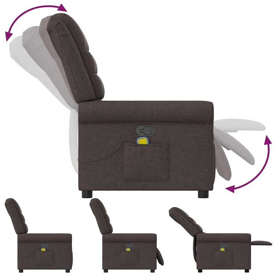 Fauteuil de massage inclinable Marron foncé Tissu - 6
