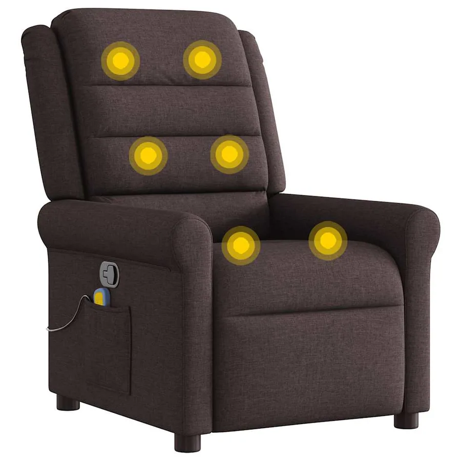 Fauteuil de massage inclinable Marron foncé Tissu - 7