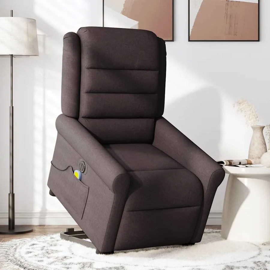 Fauteuil inclinable de massage électrique Marron foncé Tissu - 3