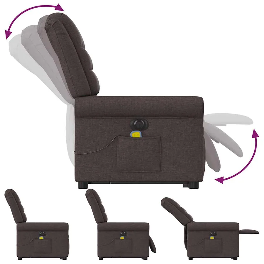 Fauteuil inclinable de massage électrique Marron foncé Tissu - 8