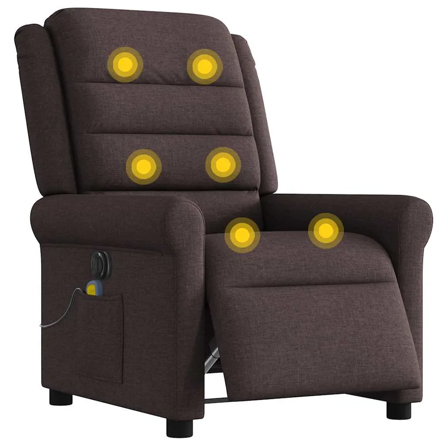 Fauteuil de massage inclinable électrique Marron foncé Tissu - 2