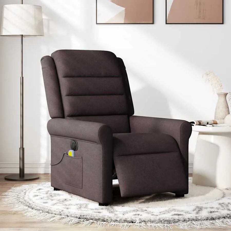 Fauteuil de massage inclinable électrique Marron foncé Tissu - 3