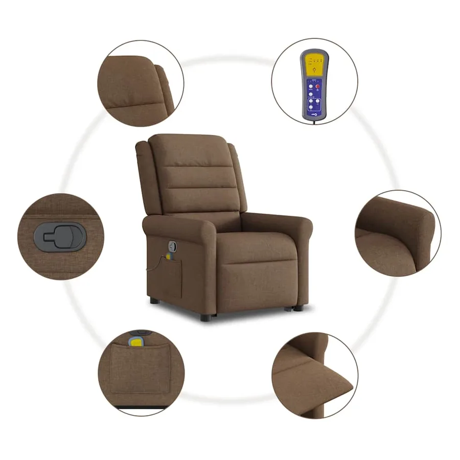 Fauteuil de massage inclinable Marron Tissu - 10