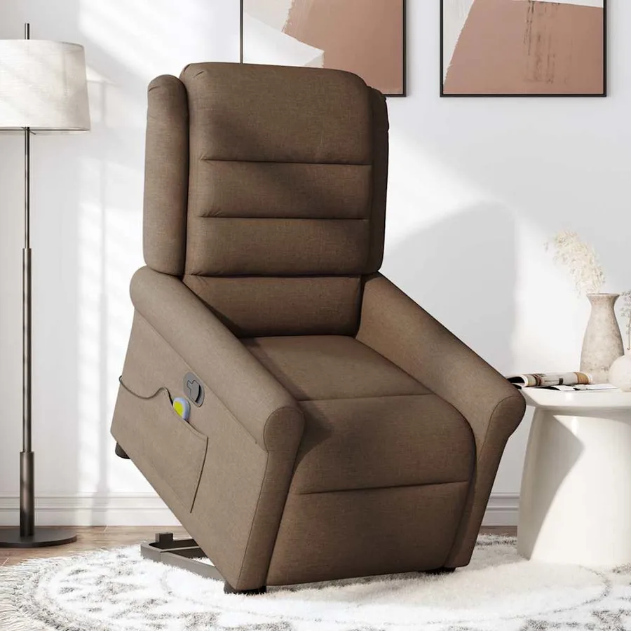 Fauteuil de massage inclinable Marron Tissu - 3