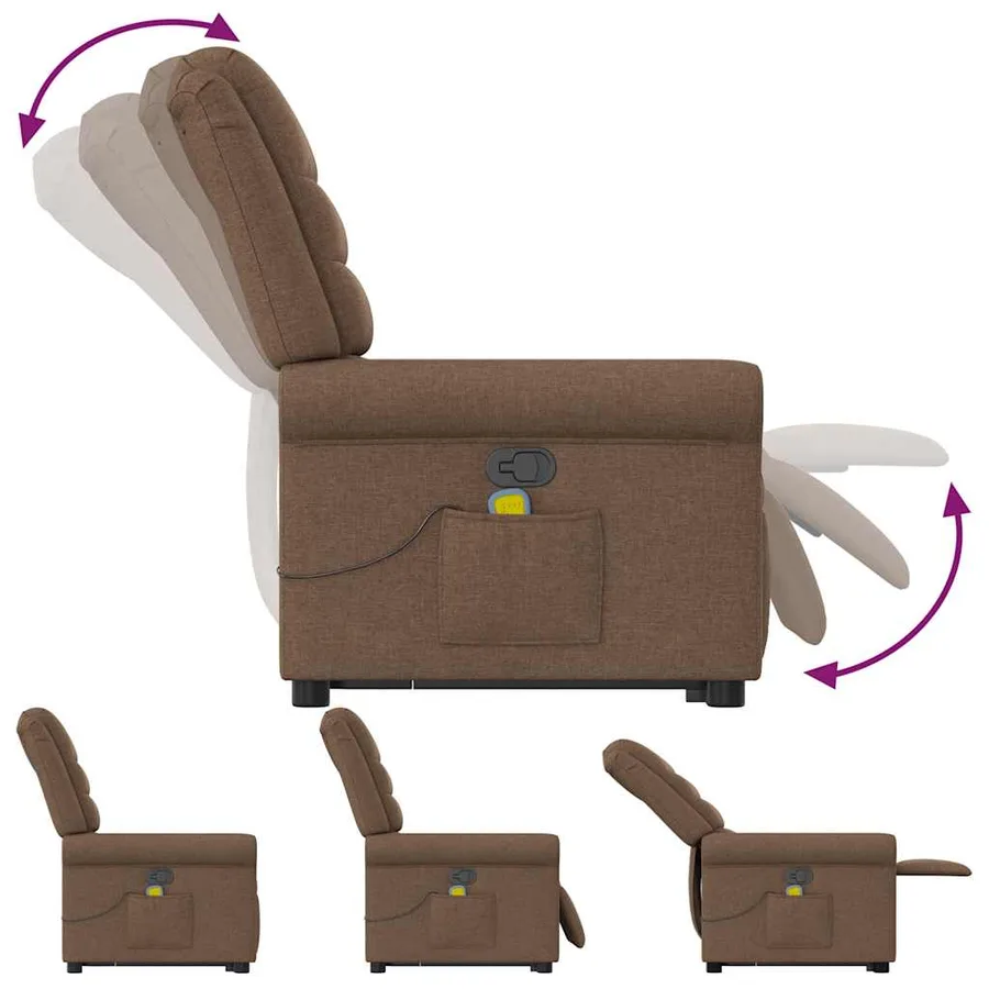 Fauteuil de massage inclinable Marron Tissu - 8