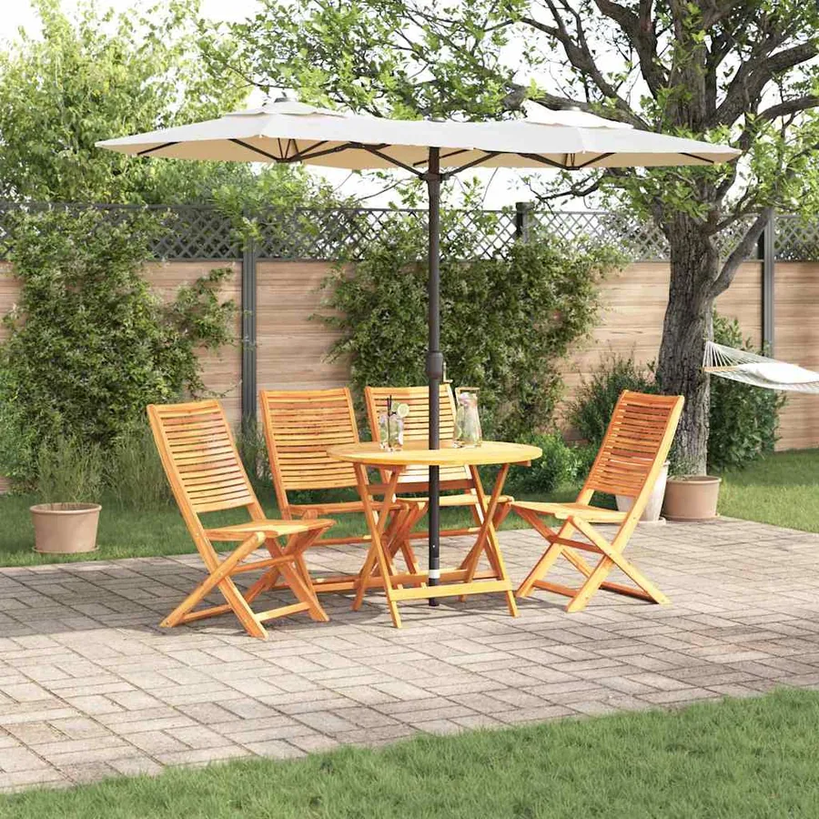 Ensemble de salle à manger pour jardin 5 pcs Marron