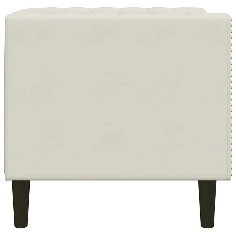 Fauteuil Chesterfield crème velours - 5