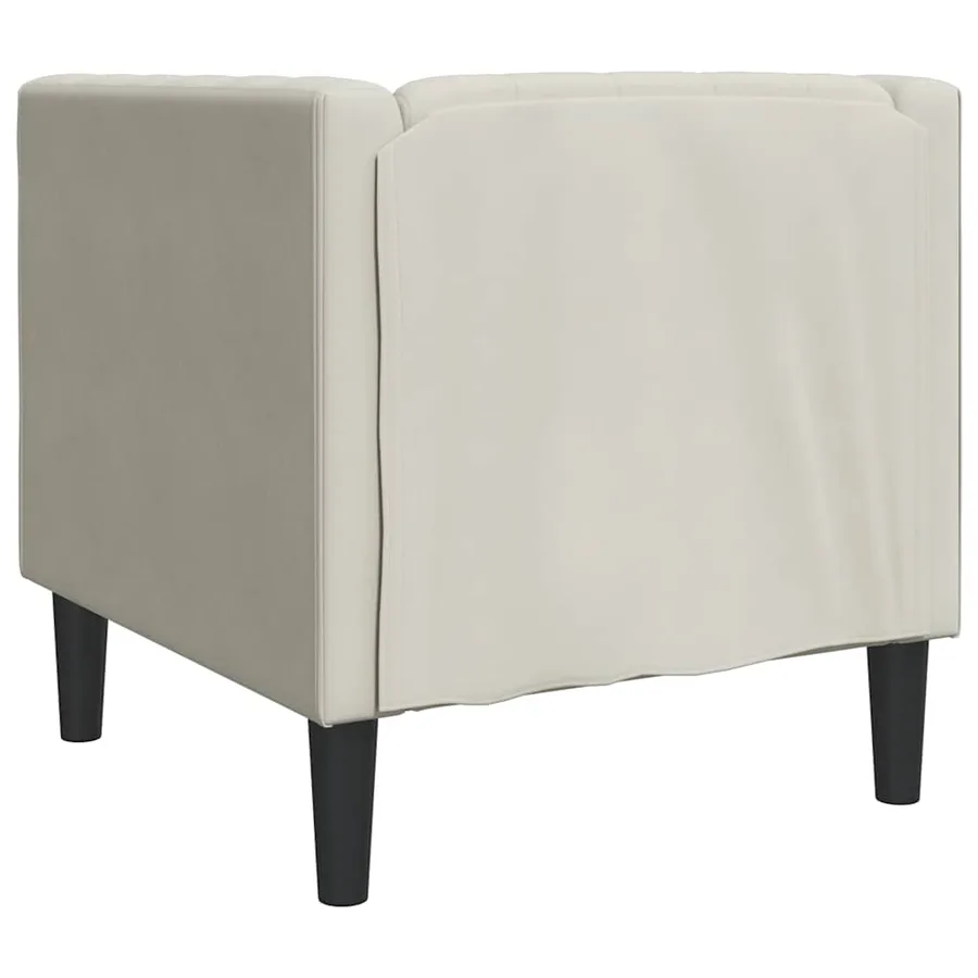 Fauteuil Chesterfield crème velours - 6