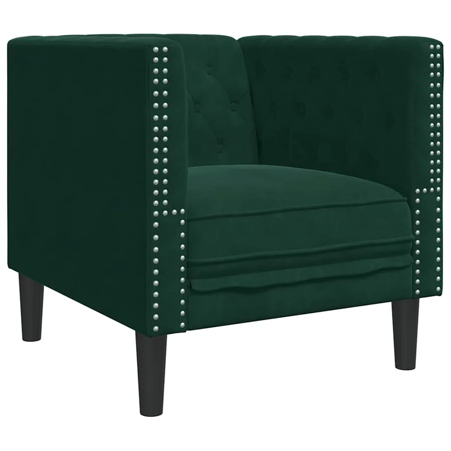 Fauteuil Chesterfield vert foncé velours - 2