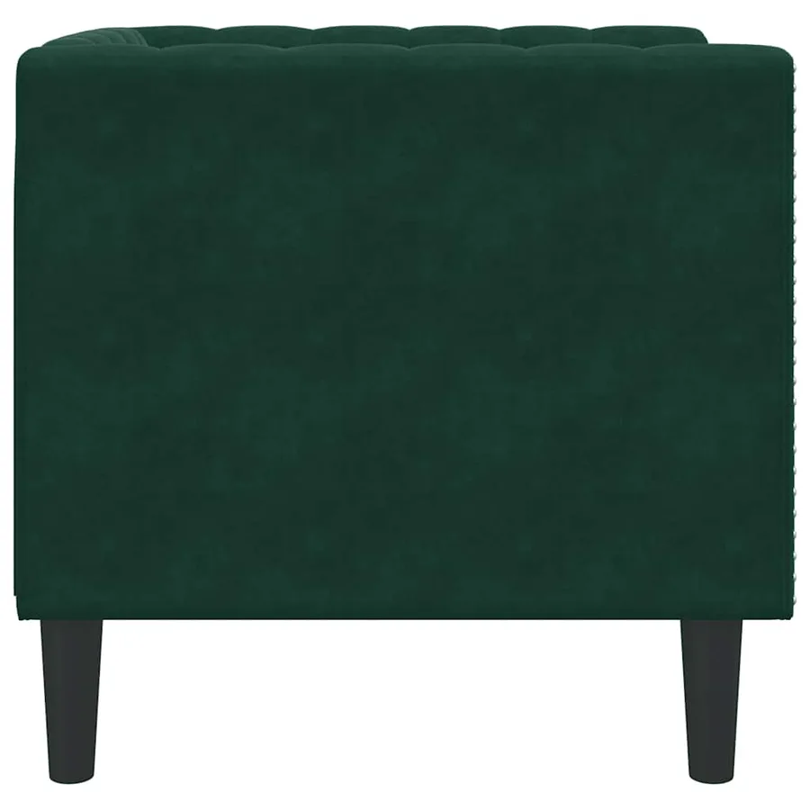 Fauteuil Chesterfield vert foncé velours - 5
