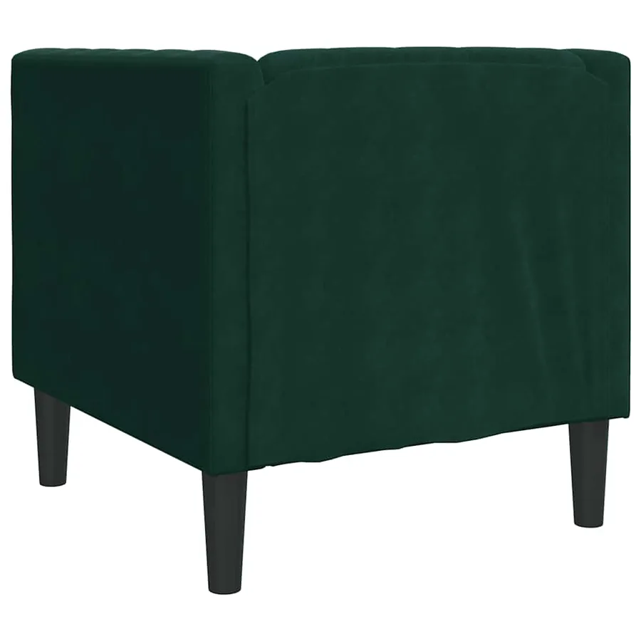 Fauteuil Chesterfield vert foncé velours - 6
