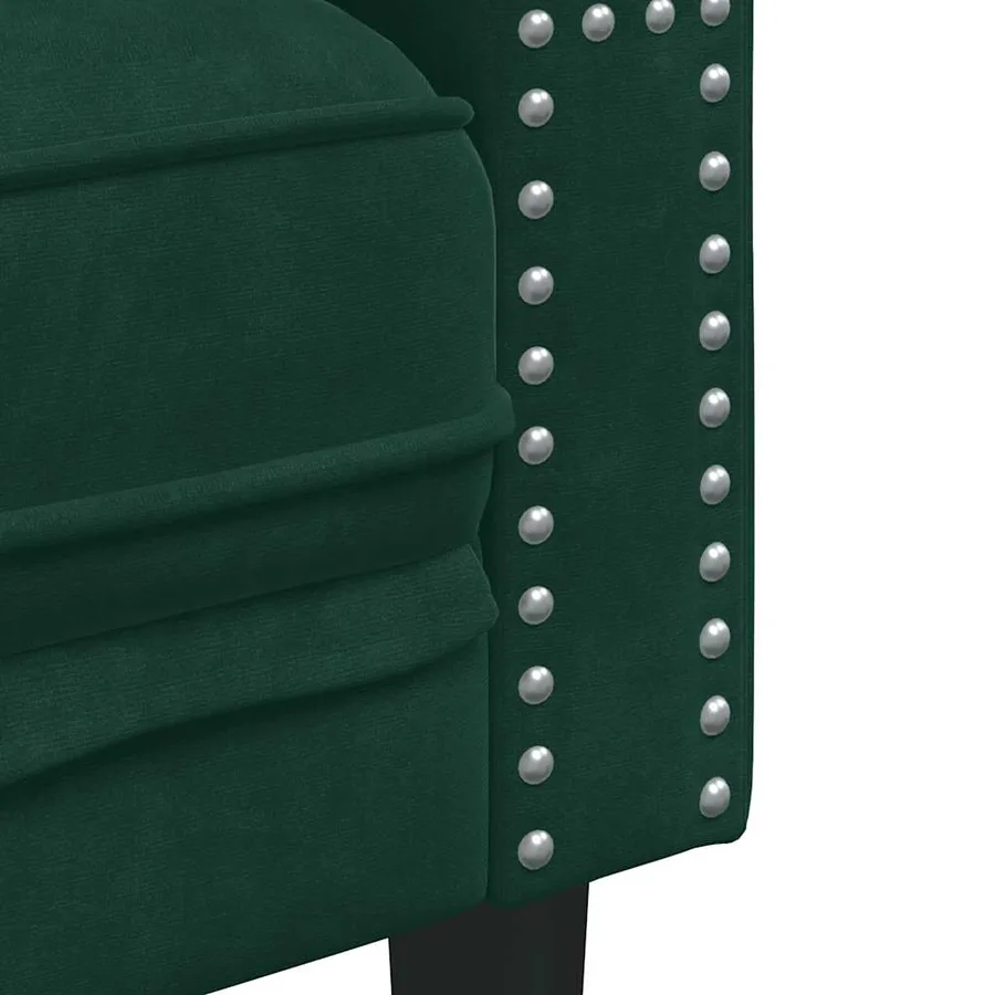 Fauteuil Chesterfield vert foncé velours - 7