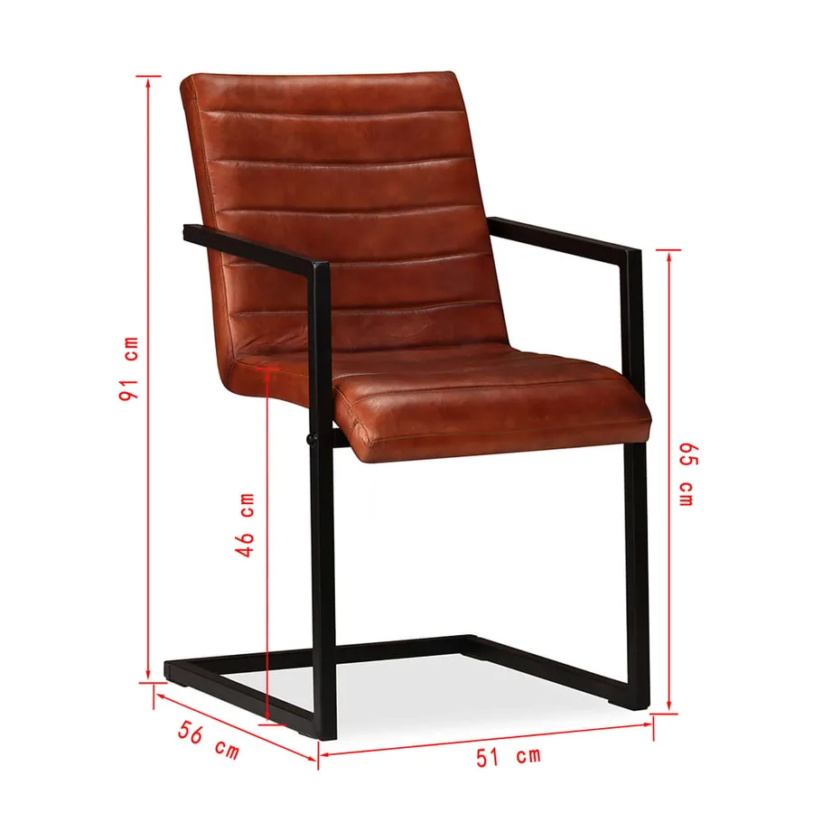 Chaises à manger lot de 4 marron cuir véritable - 11