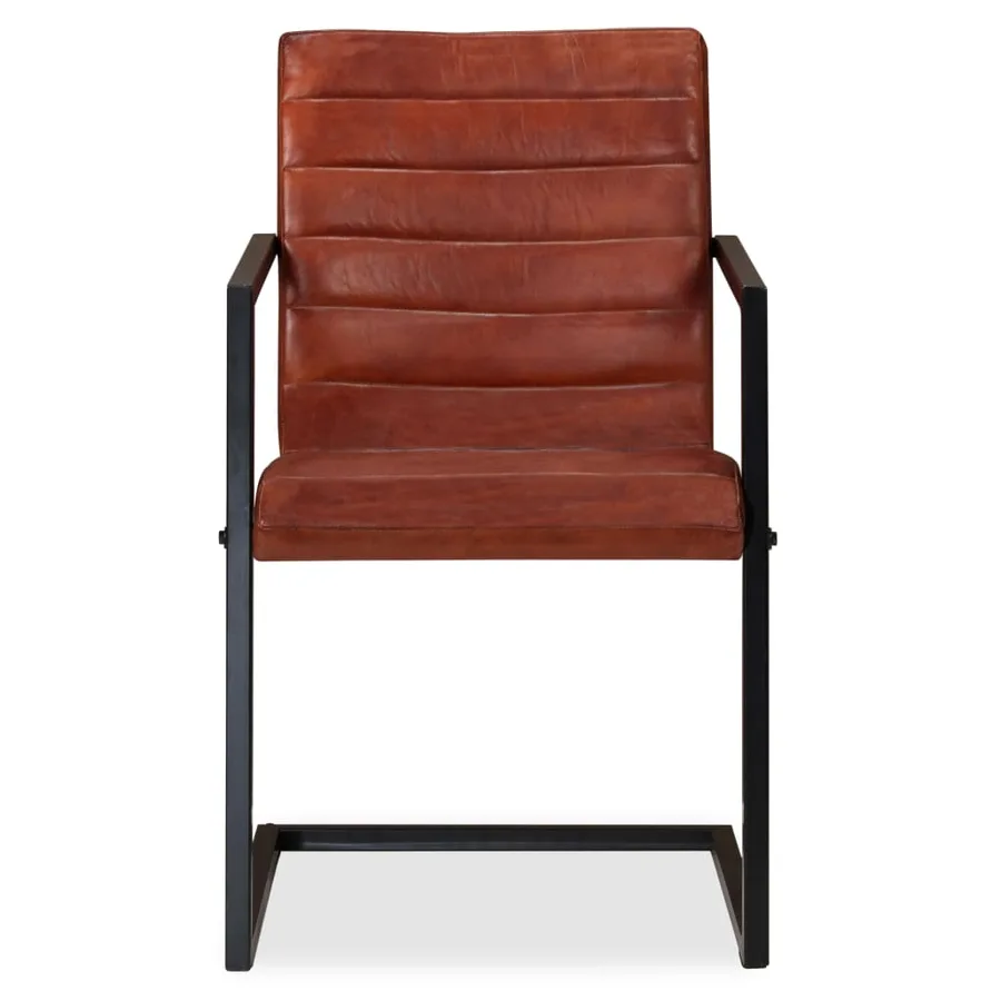 Chaises à manger lot de 4 marron cuir véritable - 3