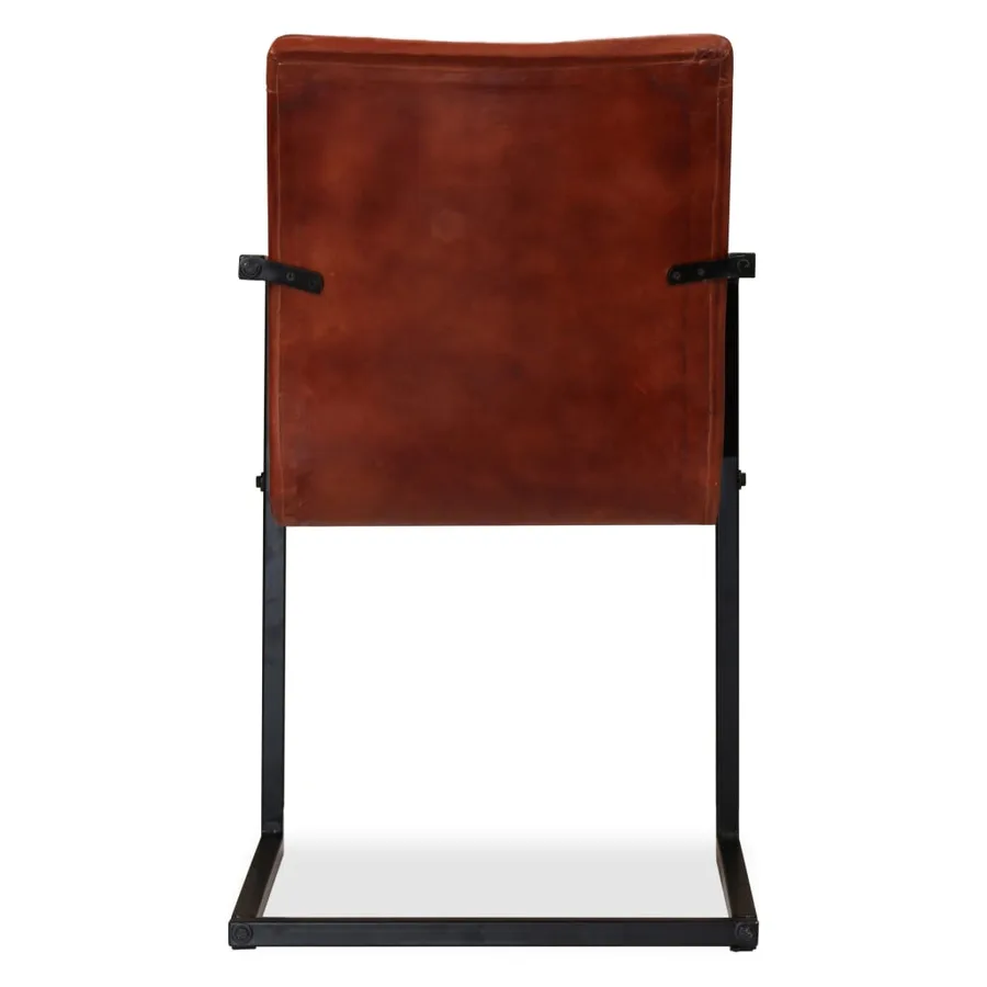 Chaises à manger lot de 4 marron cuir véritable - 7