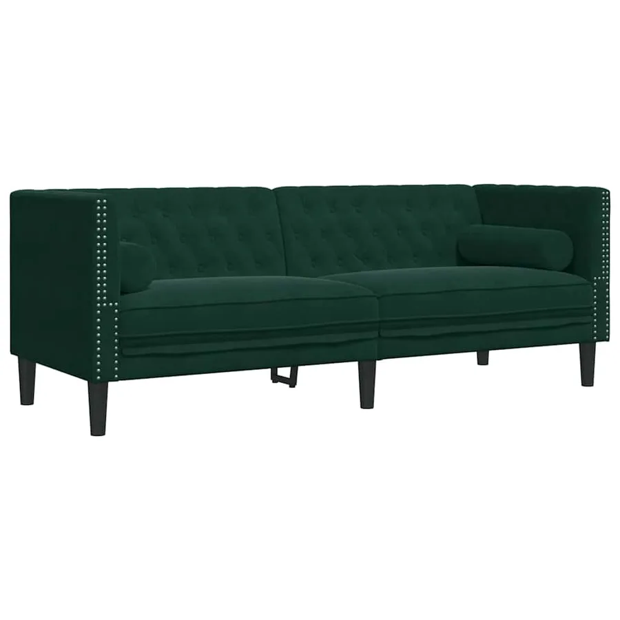 Ensemble de canapé Chesterfield et traversins 3 pcs vert foncé - 4