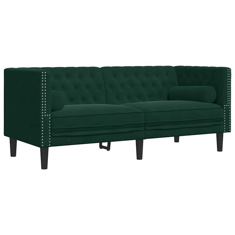 Ensemble de canapé Chesterfield et traversins 3 pcs vert foncé - 5