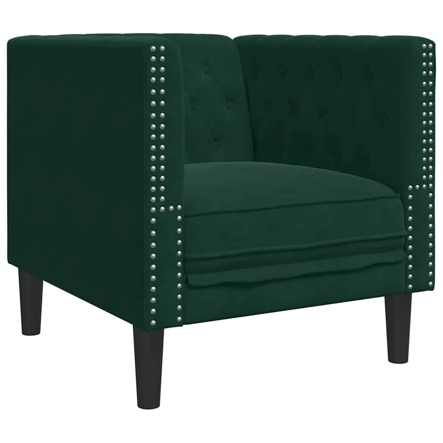 Ensemble de canapé Chesterfield et traversins 3 pcs vert foncé - 6