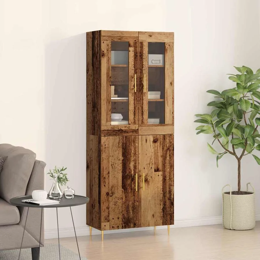 Haut Armoire 2 pcs Bois ancien Bois d'ingénierie