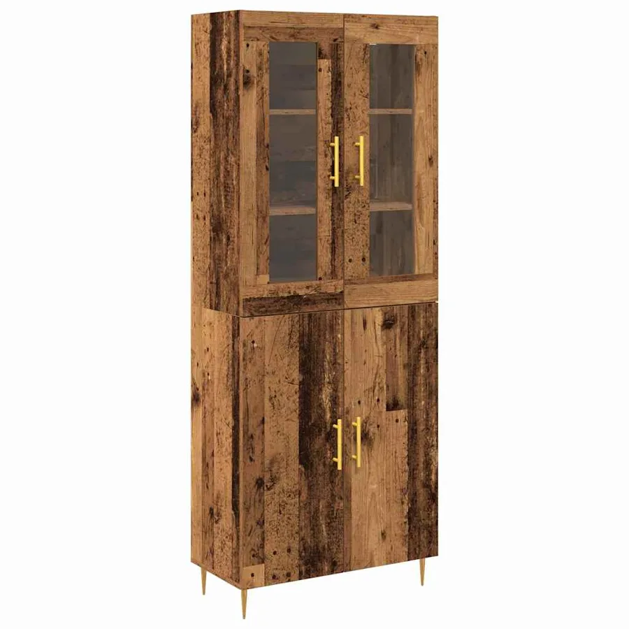 Haut Armoire 2 pcs Bois ancien Bois d'ingénierie - 2