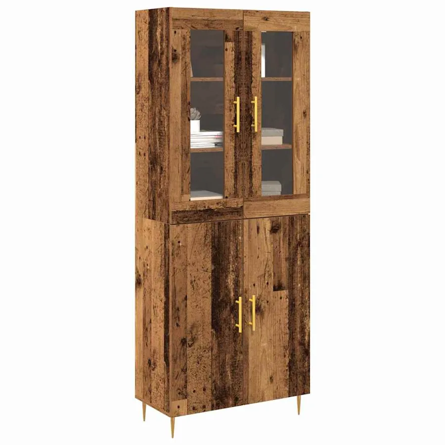 Haut Armoire 2 pcs Bois ancien Bois d'ingénierie - 3
